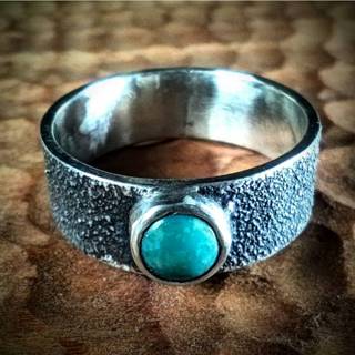 手作 復古風格 天然 綠松石 925純銀戒指 磨砂質感 MIT自做自售 Turquoise 綠松石戒指