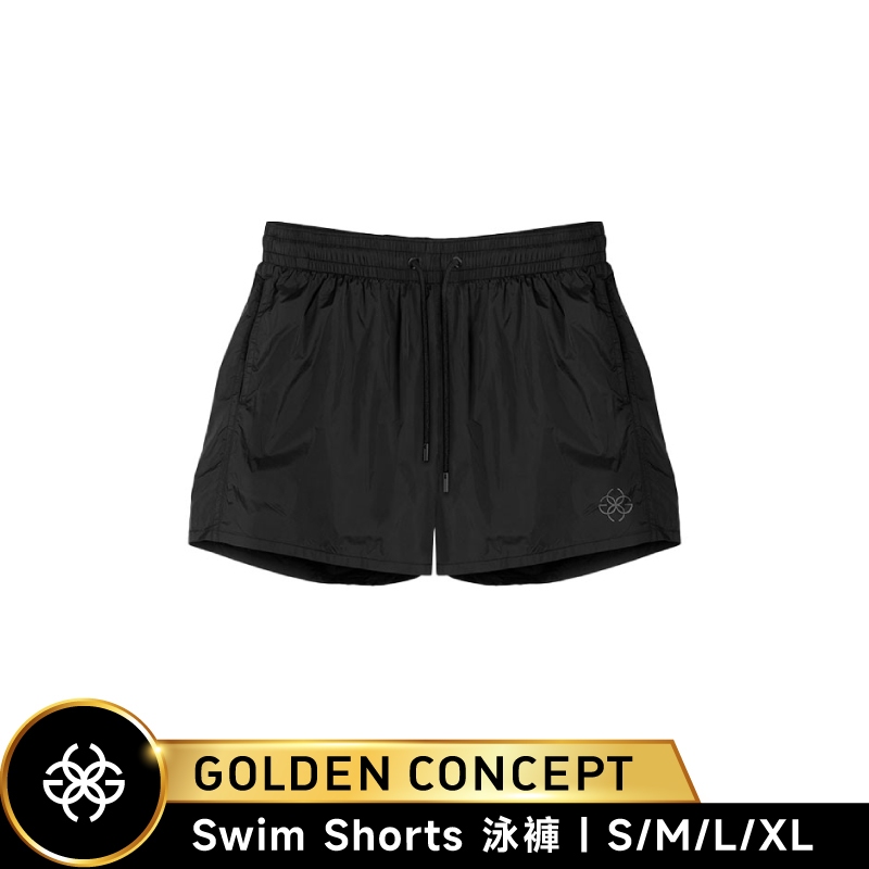 Golden Concept 平口舒適休閒泳褲 黑色刺繡款小Logo (S-XL) SS619-BKE