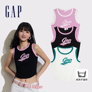 Gap 女裝 Logo印花羅紋圓領背心 短版上衣-多色可選(873961)