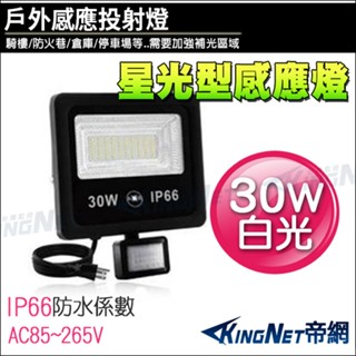 無名 - 監視器 防盜感應器 燈具 30W 白光 LED 星光型感應燈 戶外防水防塵 IP66 投射燈