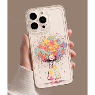 可愛花朵女孩手機殼蘋果iPhone 16e 15 14 Plus 13 12 11 Pro XS MAX i7防摔手機殼
