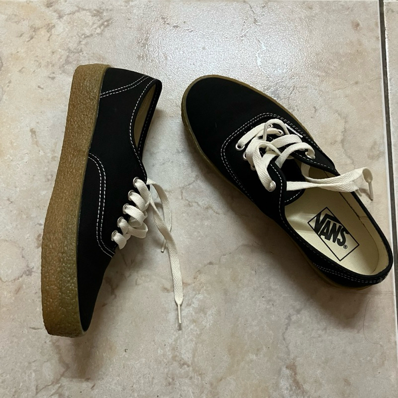 日本VANS 復古焦糖色膠底帆布鞋 黑24.5 僅穿過一次