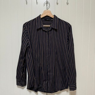 Uniqlo UQ | 嫘縈長袖襯衫 (條紋/L)