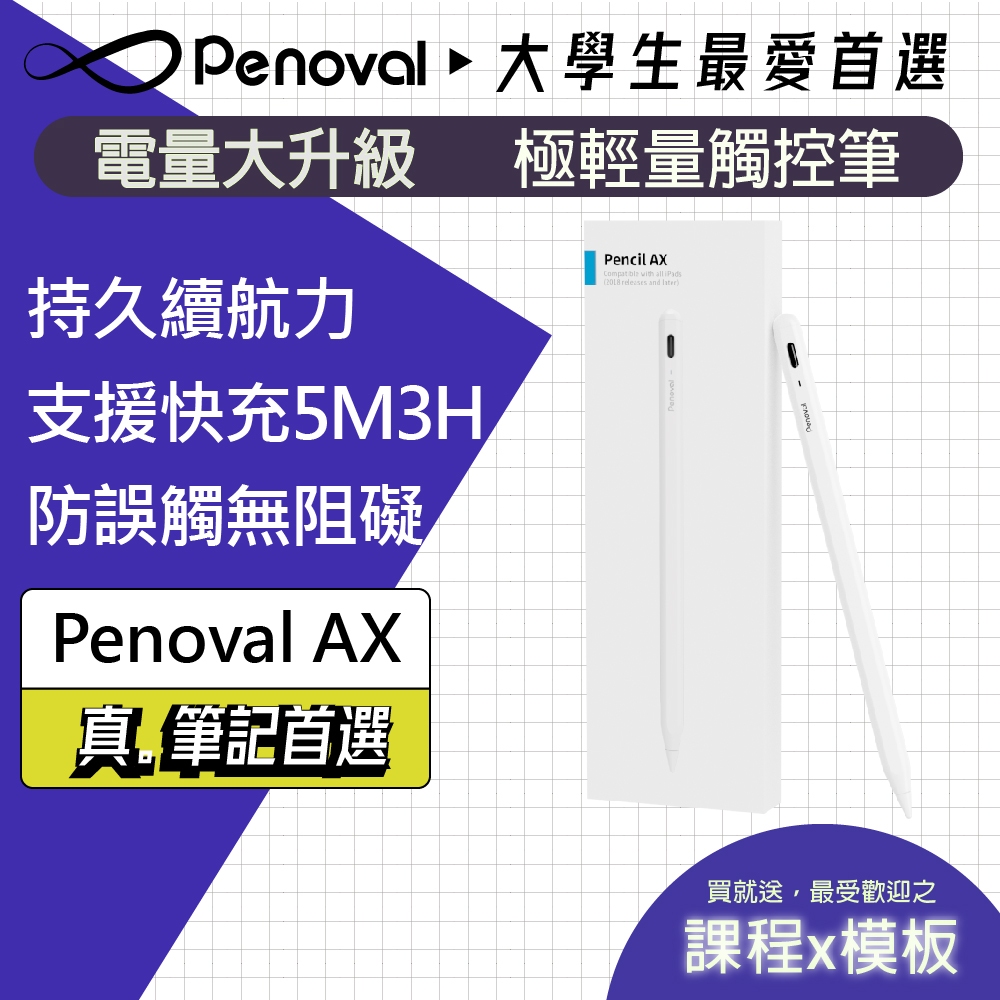 【Penoval AX】 觸控筆 電量大升級 iPad Air Pro 觸控筆 10.9 11 適用 類紙膜 2代觸控筆