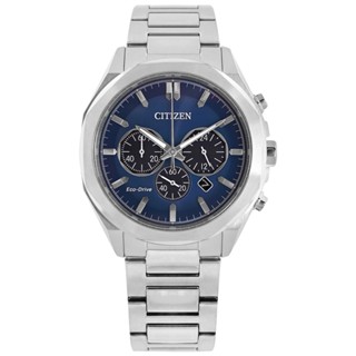 CITIZEN / 光動能 三眼計時 八角形 日期 防水100米 不鏽鋼手錶 藍色 / CA4590-81L /42mm