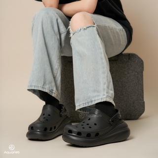 Crocs Classic Crush Clog 男女鞋 全黑色 泡芙 厚底 休閒 洞洞鞋 涼拖鞋 207521001