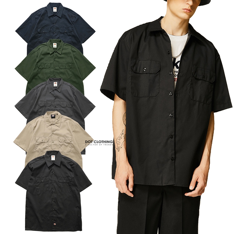 Dickies 1574 美國 黑 深藍 綠 工作襯衫 口袋 短袖 工作服 素面 百搭 工裝襯衫 美版 DOT聚點