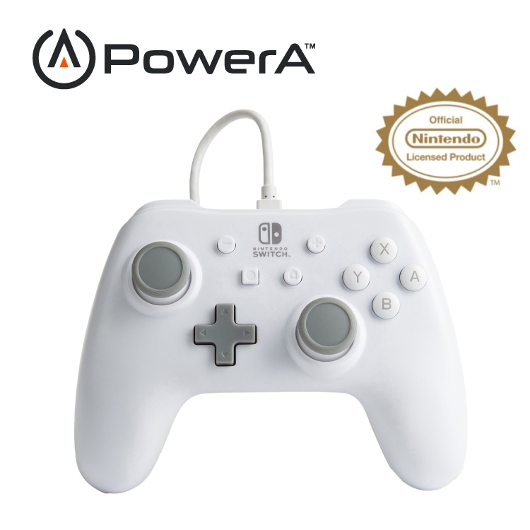 【地下街軟體世界】【PowerA】|任天堂官方授權|基礎款有線遊戲手把(1517033-01)-白色