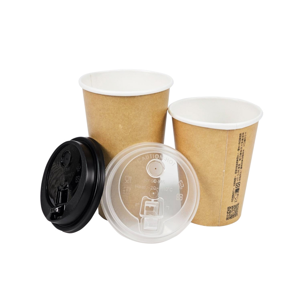 ☆╮Jessice 雜貨小鋪╭☆仿牛皮紙杯 復古風 咖啡杯 塑料蓋 咖啡 奶茶 手搖 外賣 打包 飲料杯
