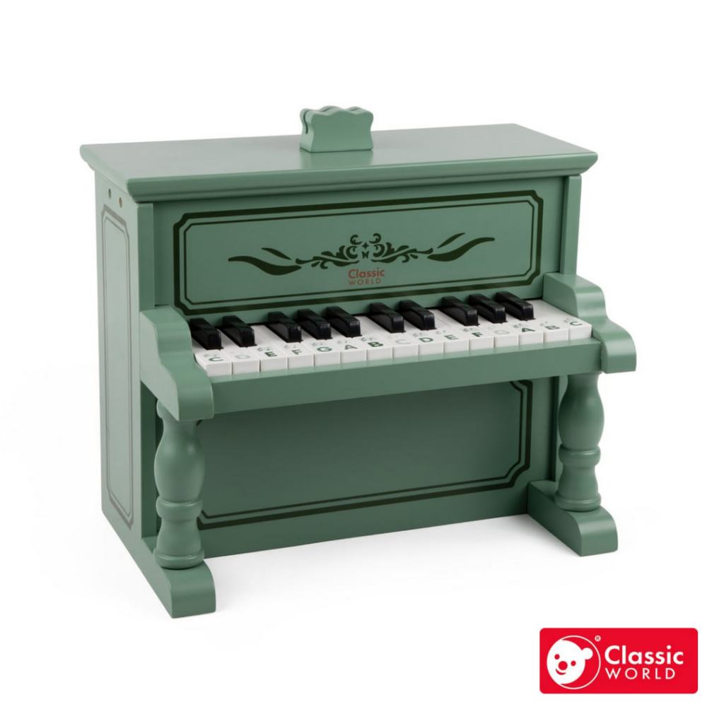 《德國Classic world》木製兒童鋼琴-古典莫蘭迪綠鋼琴【玩具樂器_適合18個月以上】客來喜經典木玩－CE認證