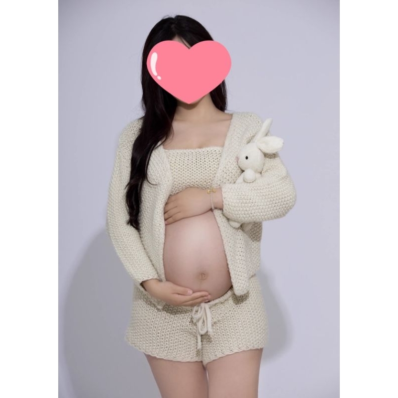 【出租】NO228米色孕婦寫真服🌟含上衣.外套.短褲