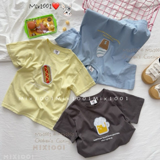 🌈✨mix1001 韓系毛線貼布啤酒熱狗造型上衣✨兒童冰淇淋貼布造型上衣 5-17