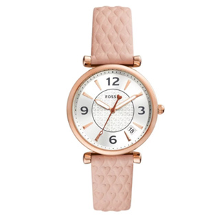 【FOSSIL】 Carlie 系列 粉紅色皮革石英錶(ES5269)實體店面出貨