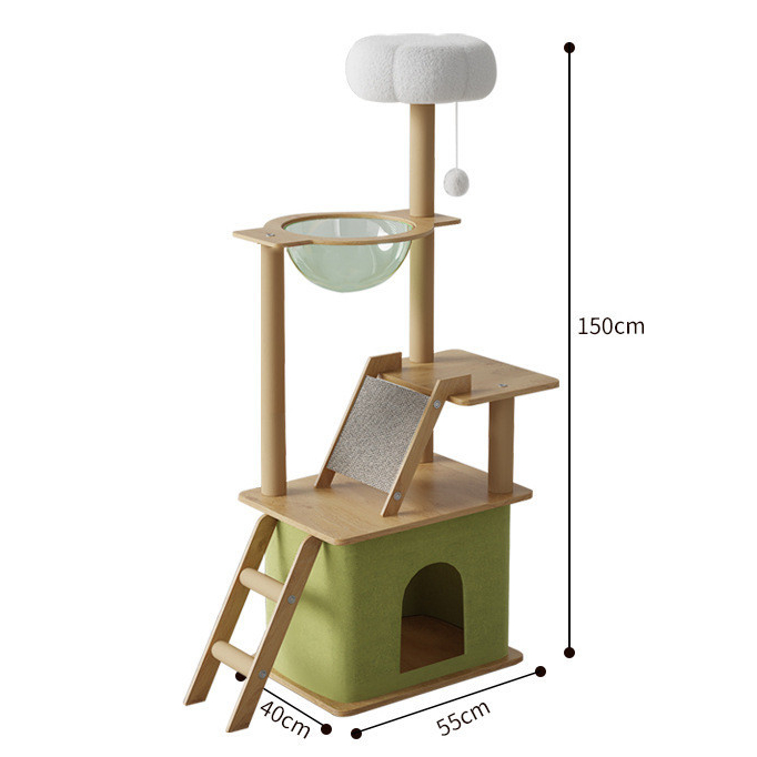 貓爬架子 貓窩 貓樹一體貓抓柱跳臺 貓咪別墅 太空艙 四季不佔地 跳台 貓跳台 原木紋貓跳台