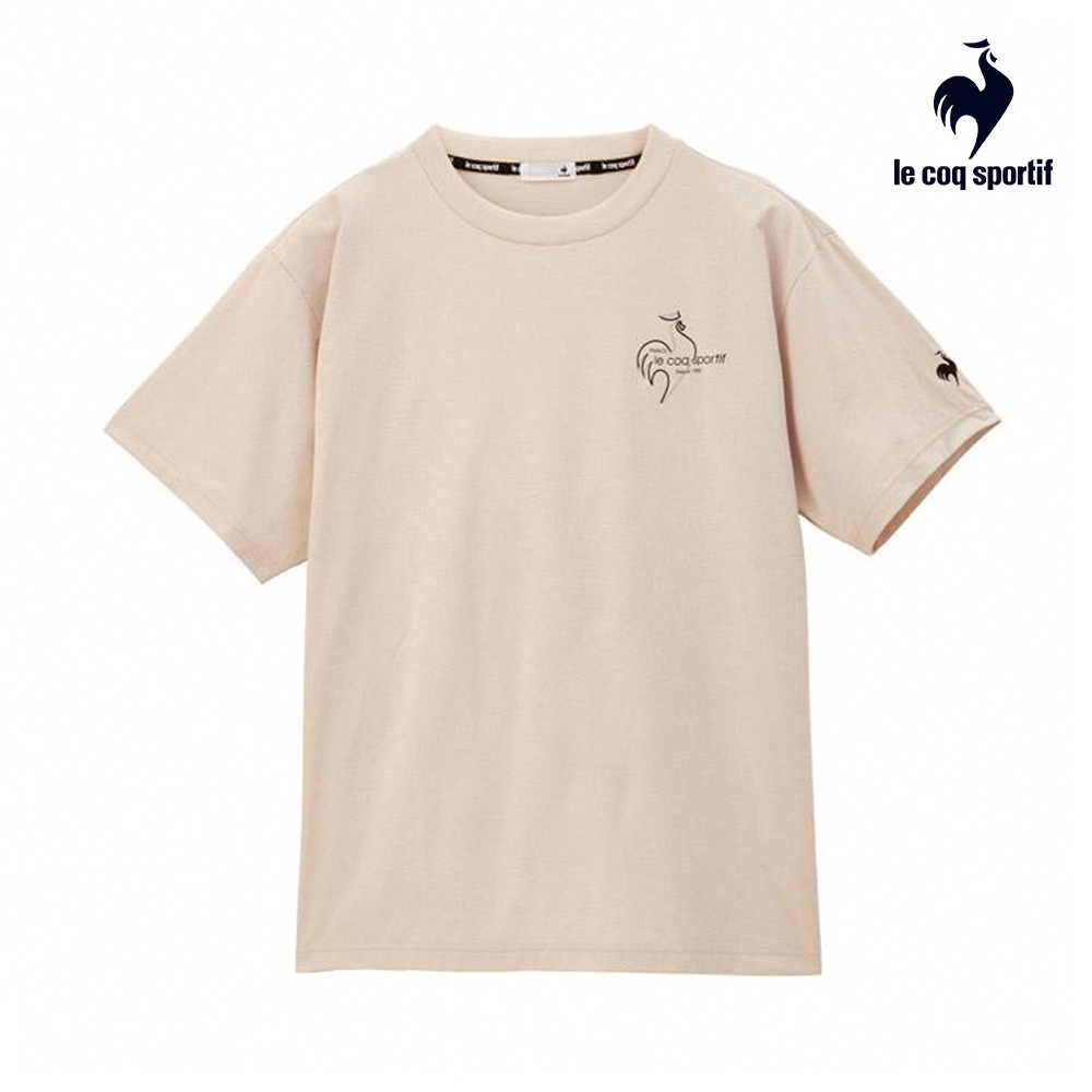 【LE COQ SPORTIF 法國公雞】運動基礎短袖T恤-男款-黃豆卡其色-LJT21503