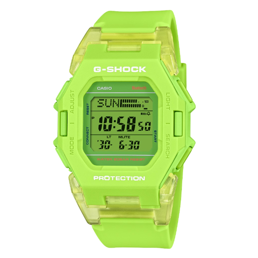 CASIO 卡西歐(GD-B500S-3) G-SHOCK 未來時尚 智慧藍芽 計步器 纖薄電子錶-螢光黃