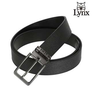 【Lynx】美國山貓-紳士皮帶牛皮壓紋腰帶 經典款/針扣-黑色 LY11-905-99