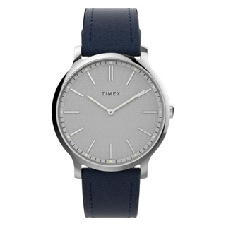 【TIMEX】天美時 Gallery 40毫米波紋錶盤 藝術腕錶(白x海軍藍TXTW2W43800)