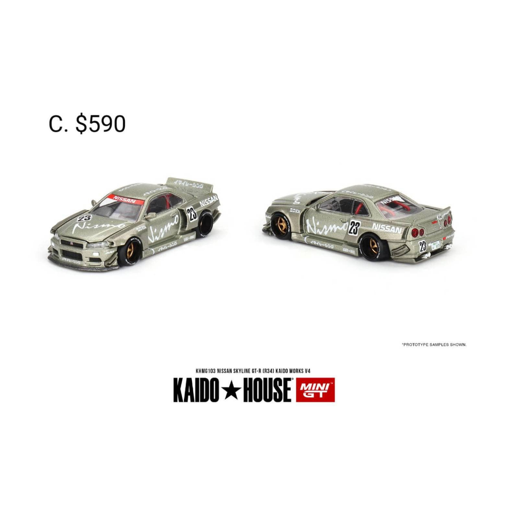 (小賈車) 1/64 MINI GT X KAIDO HOUSE SKYLINE R34 綠色 限定款
