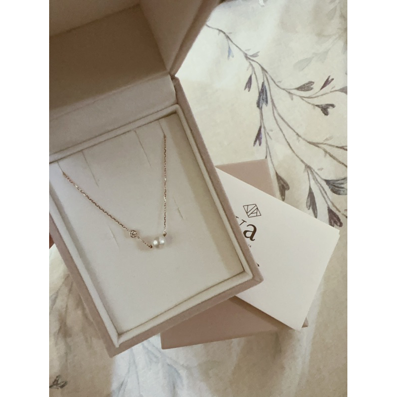 極新✨母親節特價售✨VA vendome aoyama 18K玫瑰金珍珠鑽石手鍊