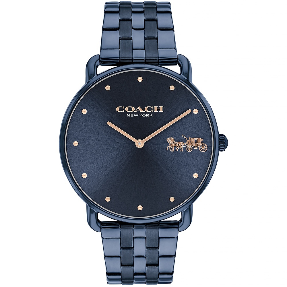 COACH Elliot 時尚馬車鋼帶女錶CO14504297-藍/41mm /