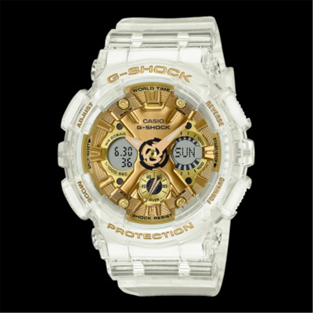 CASIO 卡西歐 G-SHOCK 夏日休閒 透明雙顯 運動腕錶 - 流光金 (GMA-S120SG-7A) [秀時堂]