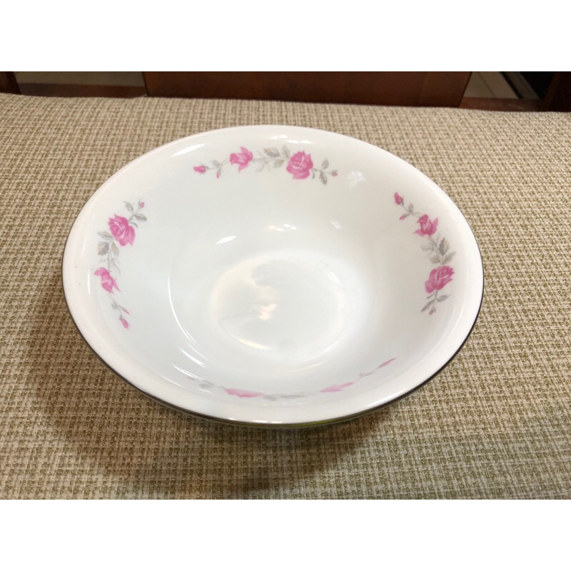早期 大同粉色玫瑰花碗公 湯碗 直徑18公分