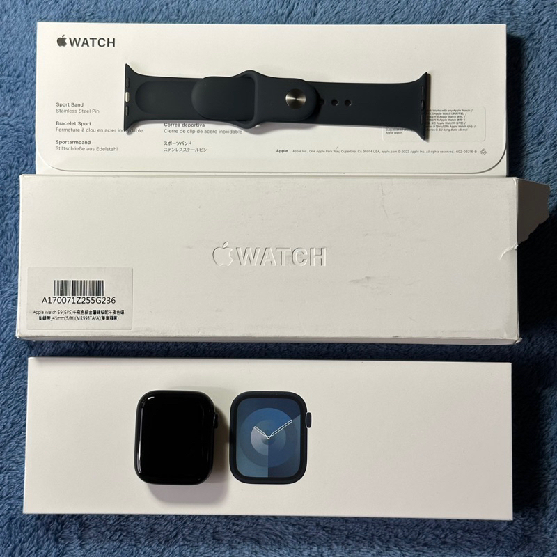 Apple Watch Series 9 45mm GPS 午夜色 無傷 保固內 功能正常 二手 手錶 A2980 台中