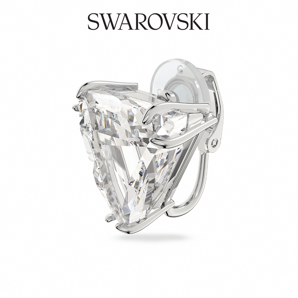 SWAROVSKI 施華洛世奇 MESMERA 白金色單顆三角洲形夾式耳環