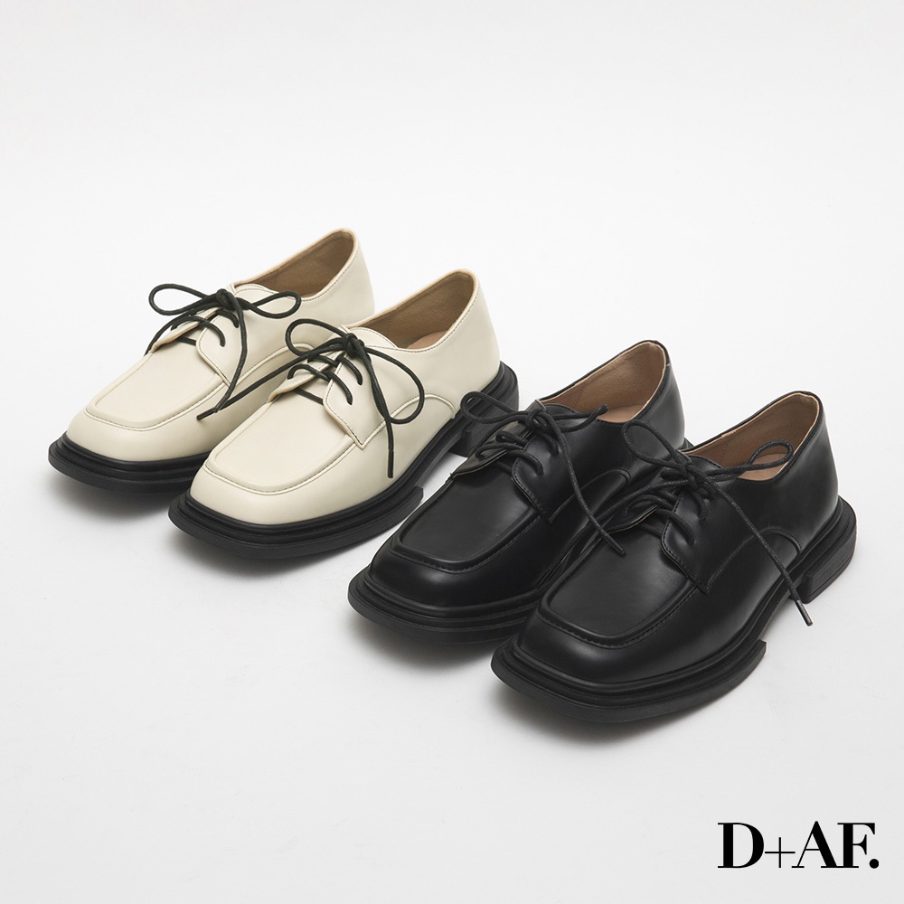 D+AF [蝦皮獨賣] 跟鞋 包鞋 寬頭鞋 德比鞋 2色 [百搭英倫]