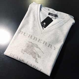 絕版日本黑標新品．BURBERRY BLACK LABEL 日本製 短袖T-SHIRT．短T．大戰馬LOGO．灰色