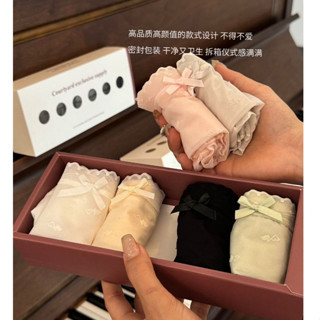 附發票【3208】6條組 法式甜美軟紗蕾絲 純棉底檔 愛心 禮盒 女中腰內褲