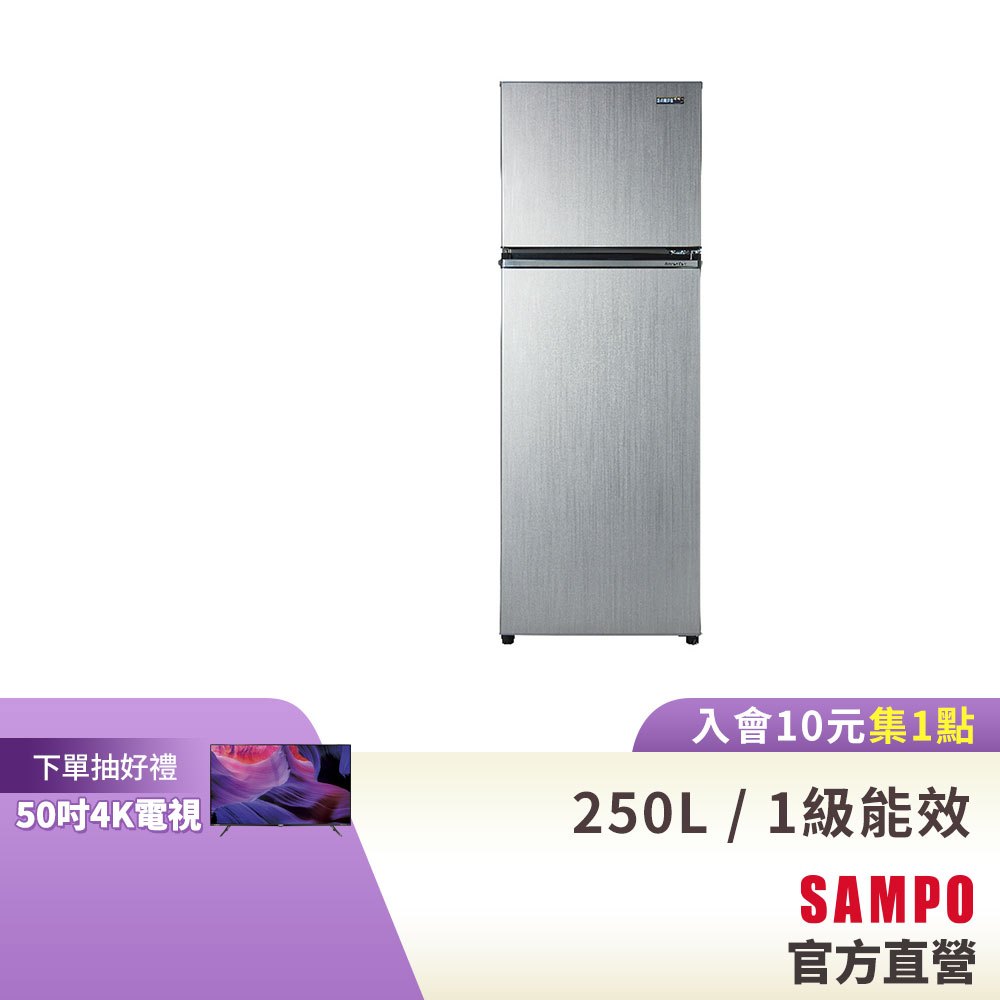 SAMPO聲寶 250L 一級變頻 星美滿兩門電冰箱 SR-C25D(G6)星辰灰 含基本安裝+舊機回收