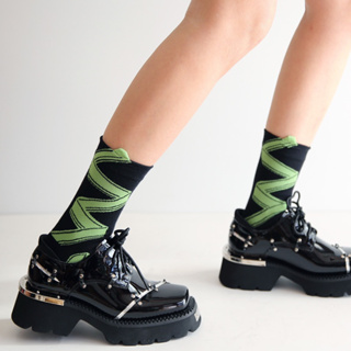 Y2 style▪️Ｑ緞帶立體造型短襪中長襪子▪️Y2style歐美設計款寬鬆韓版個性中大尺碼【yw01】