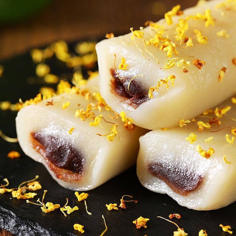 桂花條頭糕 糯米糍 老上海風味特產 傳統糕點 老式年糕 網紅夾心糕點心 桂花糕 芝麻糕 夾心糕點 紅豆沙味