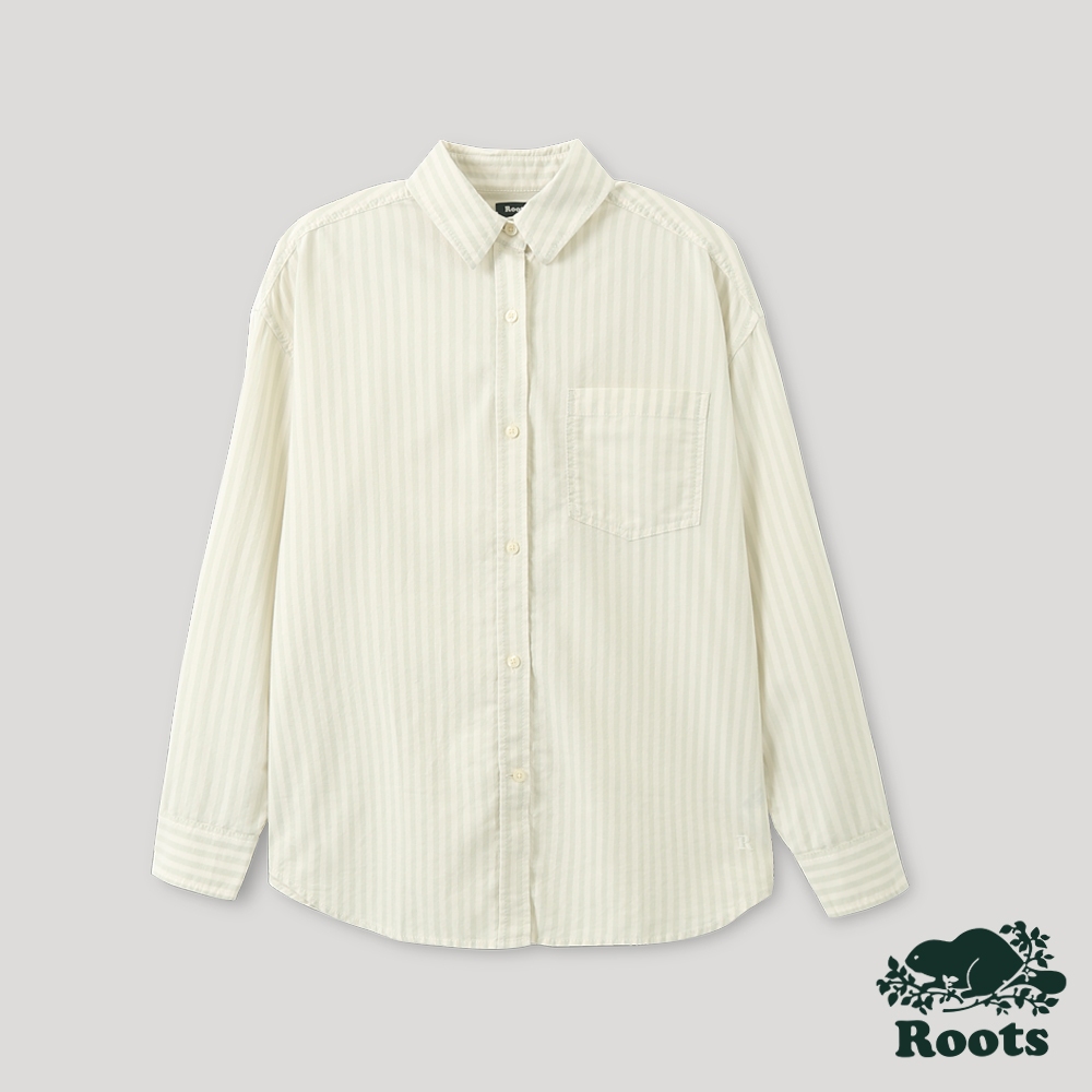【Roots】女裝-條紋牛津襯衫