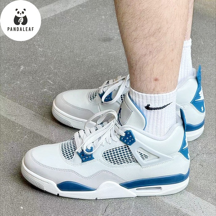 免運Air Jordan 4“Military Blue”中筒 籃球鞋 男女同款 白藍 FV5029-141 2024版