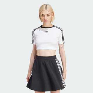 ADIDAS 3S BABY TEE 女 短袖 上衣 三線 短版 三葉草 白-IP0662