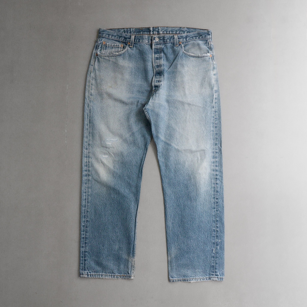 《白木11》 VINTAGE LEVIS 501 DENIM 美國製 淺藍 破壞 直筒牛仔 丹寧 長褲