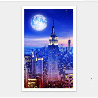 「二手拼圖」H2653-平面1000片 月夜系列- 紐約帝國大廈 pintoo 塑膠拼圖