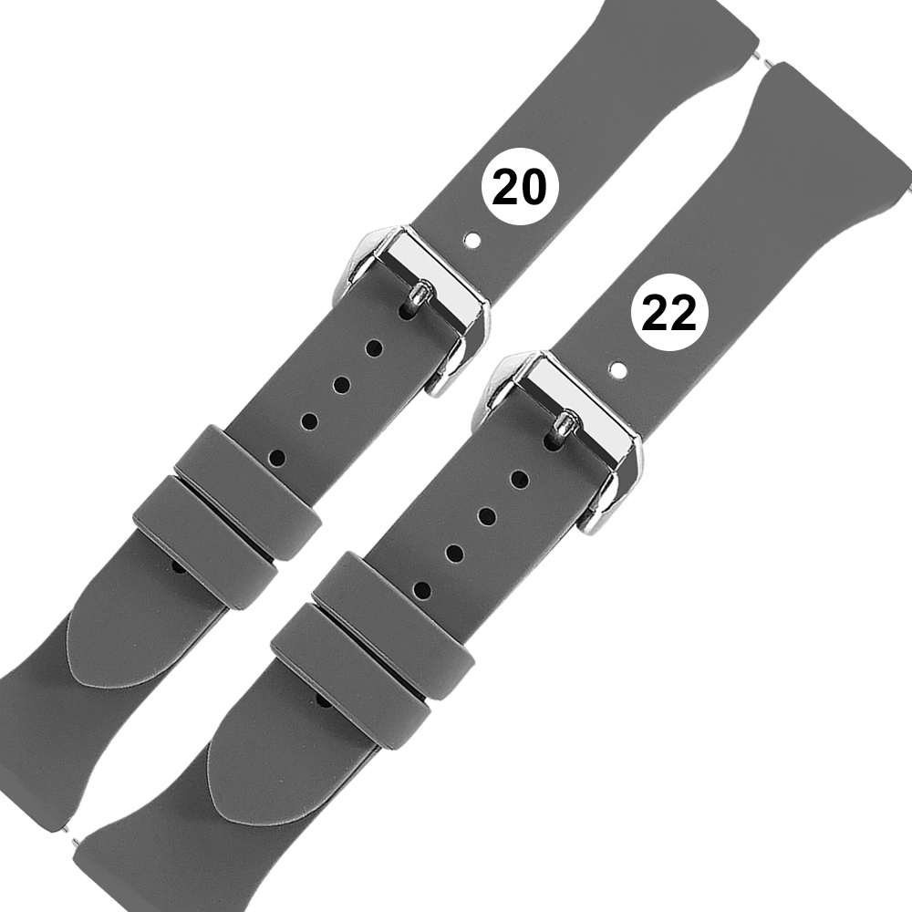 Watchband / 20.22mm / 各品牌通用 經典色系 快拆型 矽膠錶帶 暗灰色 ＃858-125T-DGY
