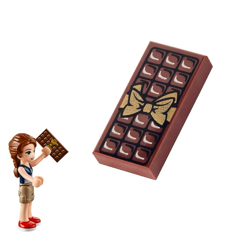LEGO 樂高 10297 紅棕色 1x2 巧克力 印刷磚 全新品, 平滑磚 食物 配件 道具 情人節 緞帶