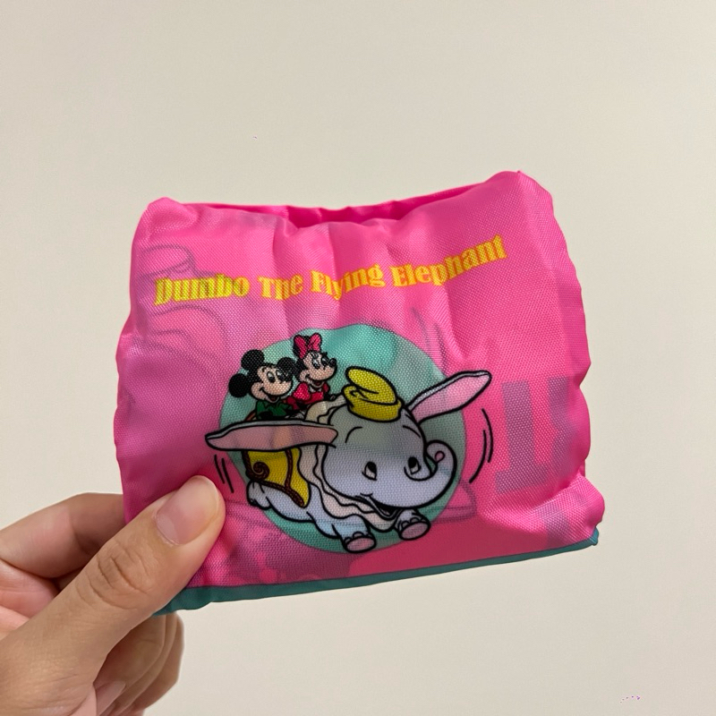 日本迪士尼樂園扭蛋-迷你購物袋 粉色小飛象款