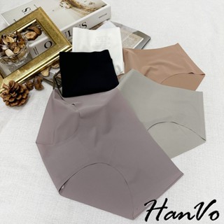 【HanVo】冰絲柔霧色系無痕內褲 桑蠶絲透氣中低腰 輕盈柔軟三角內褲 流行少女內褲 A11-5882