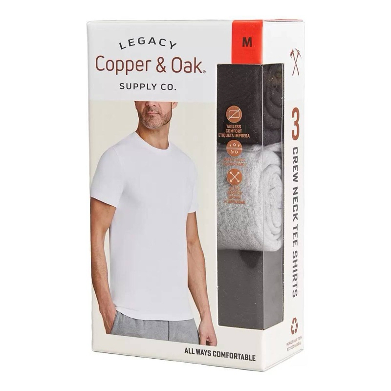 🔥8小時內火速出貨🚚✪ ᴄ ᴏ s ᴛ ᴄ ᴏ ᴏ ᴏ 美式小賣場 ✪ Copper &amp; Oak 男圓領短袖上衣三件組