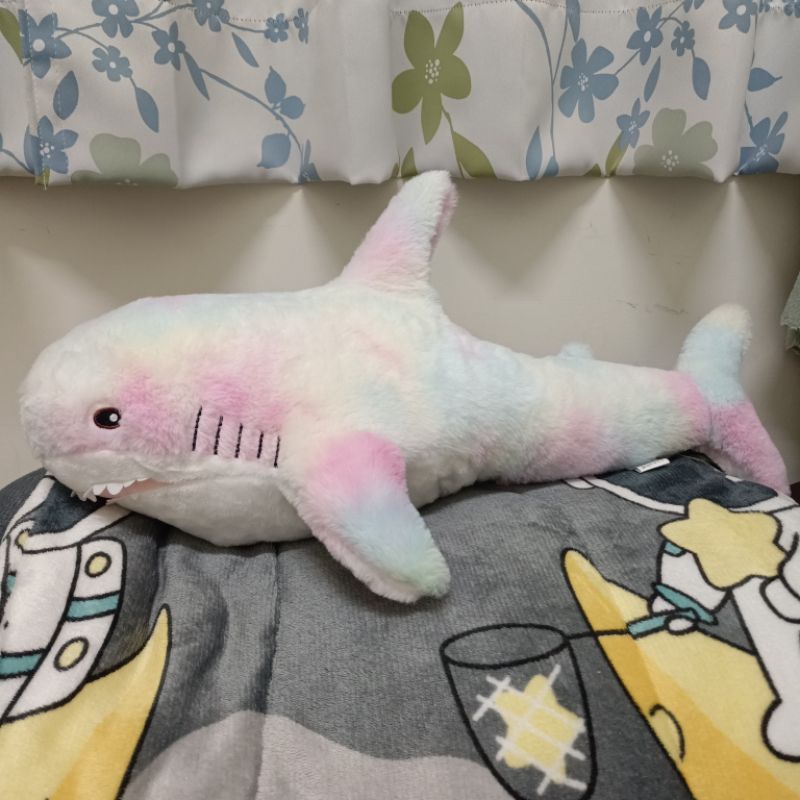 鯊魚娃娃 12吋 巨無霸 30公分 娃娃機 布偶 彩虹色
