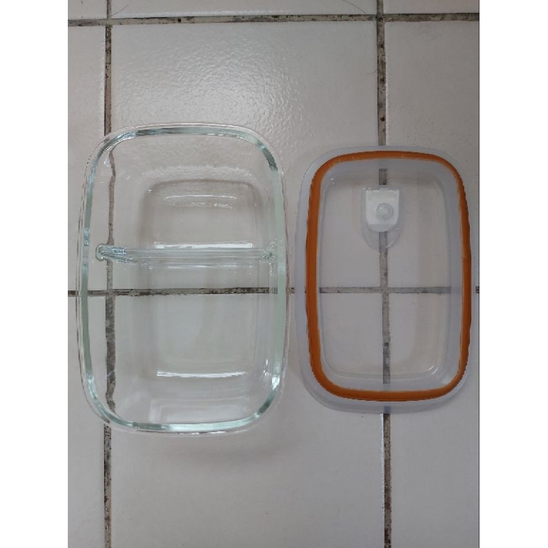 玻璃分隔保鮮盒 便當盒 二手使用過 可微波 放棄自煮拋售