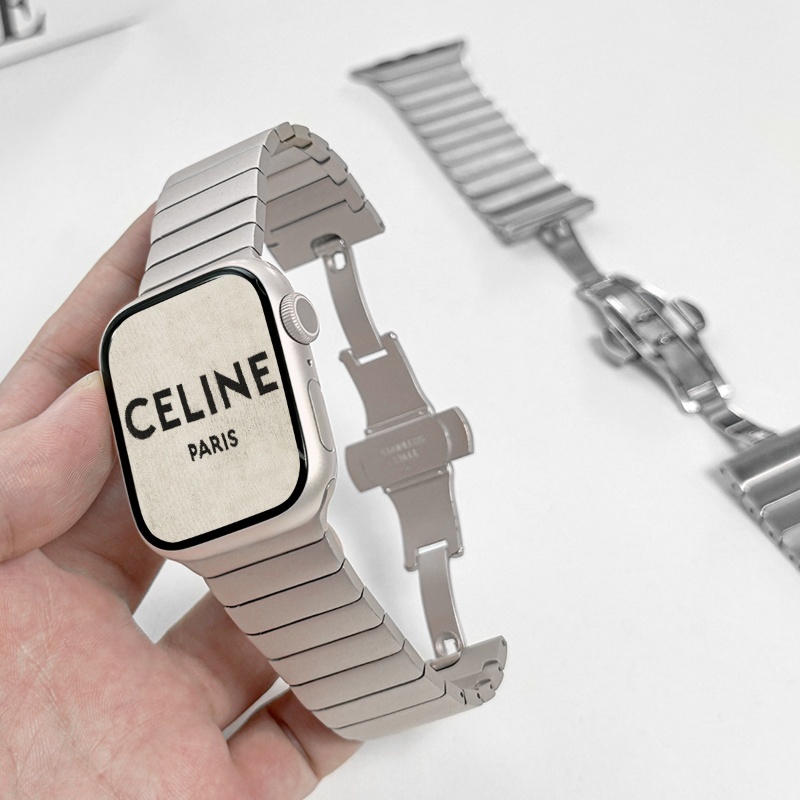 錶帶+保護殼 套裝 夏天 鈦金屬 適用 Apple watch 9 8 7 6 SE 蘋果手錶錶帶 45mm 不鏽鋼錶帶