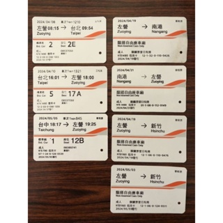 高鐵票收藏用2024/4月5月高雄/台中/台北