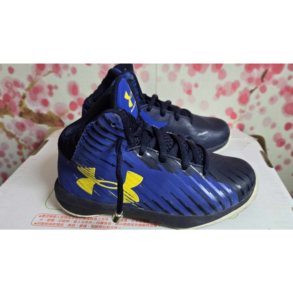 【Under Armour】男童 藍黃色 Curry 6 高筒籃球鞋 球鞋 尺寸:US:13.5 18cm 二手品9成新